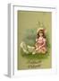 Glückwunsch Ostern, Mädchen Mit Küken Und Henne-null-Framed Giclee Print
