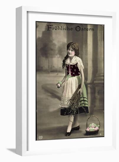 Glückwunsch Ostern, Mädchen Mit Weidenkätzchen-null-Framed Giclee Print