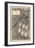 Glückwunsch Ostern, Ostereier an Weidenkätzchen-null-Framed Giclee Print