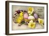 Glückwunsch Ostern, Ostereier, Küken, Blumen-null-Framed Giclee Print