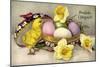 Glückwunsch Ostern, Ostereier, Küken, Blumen-null-Mounted Giclee Print