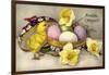 Glückwunsch Ostern, Ostereier, Küken, Blumen-null-Framed Giclee Print