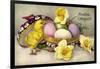 Glückwunsch Ostern, Ostereier, Küken, Blumen-null-Framed Giclee Print