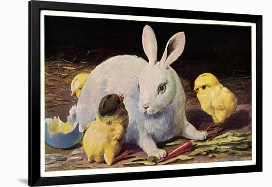 Glückwunsch Ostern, Osterhase Mit Küken-null-Framed Giclee Print