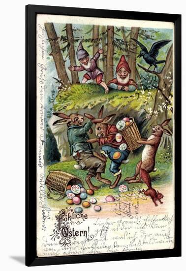 Glückwunsch Ostern, Osterhasen Kämpfen Um Ostereier-null-Framed Giclee Print