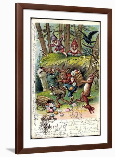 Glückwunsch Ostern, Osterhasen Kämpfen Um Ostereier-null-Framed Giclee Print