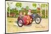 Glückwunsch Ostern, Pärchen Fährt in Einem Motorrad-null-Mounted Giclee Print