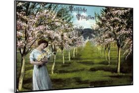 Glückwunsch Pfingsten, Frau Mit Blumen, Baumblüte-null-Mounted Giclee Print