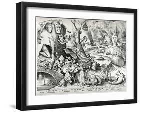 Gluttony, from the Seven Deadly Sins, Engraved by Pieter Van Der Heyden (C.1530-72) 1558-Pieter Bruegel the Elder-Framed Giclee Print