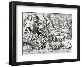 Gluttony, from the Seven Deadly Sins, Engraved by Pieter Van Der Heyden (C.1530-72) 1558-Pieter Bruegel the Elder-Framed Premium Giclee Print