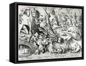 Gluttony, from the Seven Deadly Sins, Engraved by Pieter Van Der Heyden (C.1530-72) 1558-Pieter Bruegel the Elder-Framed Stretched Canvas