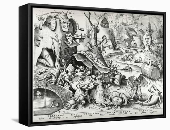 Gluttony, from the Seven Deadly Sins, Engraved by Pieter Van Der Heyden (C.1530-72) 1558-Pieter Bruegel the Elder-Framed Stretched Canvas