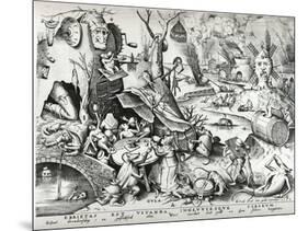 Gluttony, from the Seven Deadly Sins, Engraved by Pieter Van Der Heyden (C.1530-72) 1558-Pieter Bruegel the Elder-Mounted Giclee Print