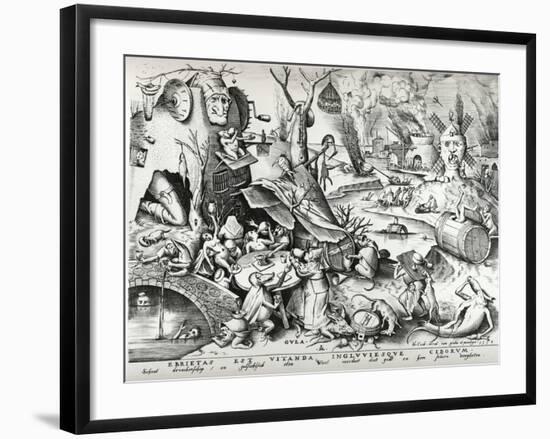 Gluttony, from the Seven Deadly Sins, Engraved by Pieter Van Der Heyden (C.1530-72) 1558-Pieter Bruegel the Elder-Framed Giclee Print