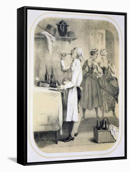 Gluttony in the Kitchen, from a Series of Prints Depicting the Seven Deadly Sins, c.1850-Louis Leopold Boilly-Framed Stretched Canvas