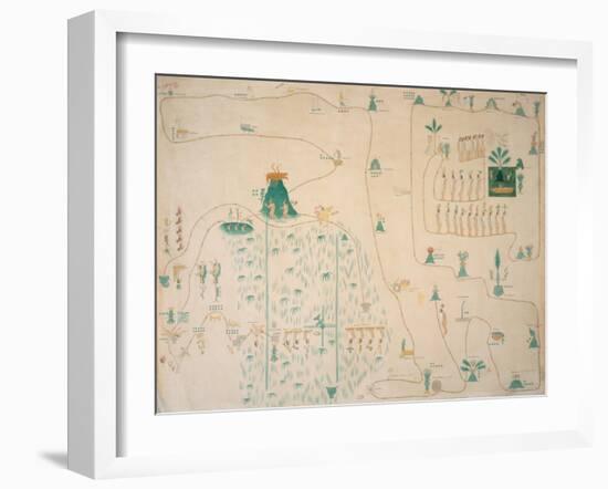 Glyph Map of Aztec Migration from Aztlan to Tenochtitlan, Published C.1830-Johann Friedrich Maximilian Von Waldeck-Framed Giclee Print