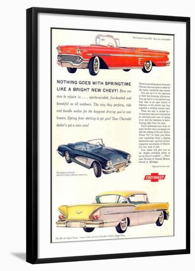 GM Springtime Bright New Chevy-null-Framed Art Print