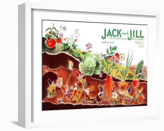 Gnome's at Work - Jack and Jill, August 1940-Frank Dobias-Framed Giclee Print