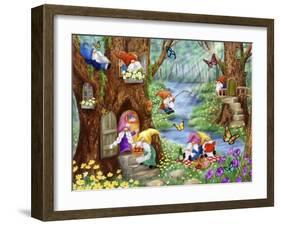 Gnome's life in Forest-MAKIKO-Framed Giclee Print