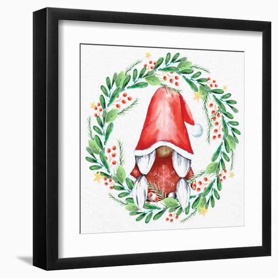 Gnome Wreath 2 v2-Kim Allen-Framed Art Print
