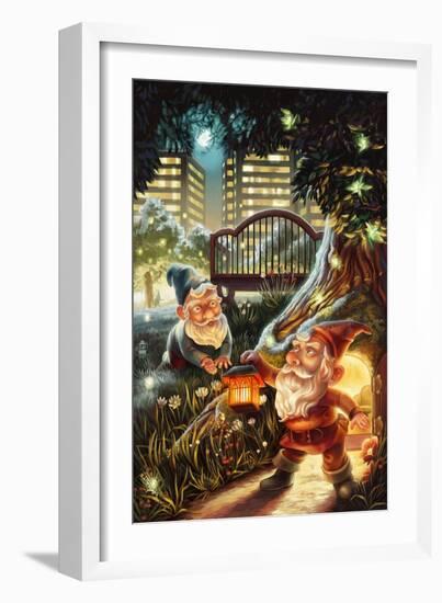 Gnomes in the City-Lantern Press-Framed Art Print