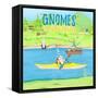 Gnomes on the Water III-Hugo Edwins-Framed Stretched Canvas