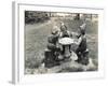 Gnomes Sitting around a Mushroom-null-Framed Photographic Print