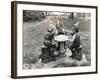 Gnomes Sitting around a Mushroom-null-Framed Photographic Print