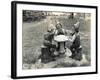 Gnomes Sitting around a Mushroom-null-Framed Photographic Print