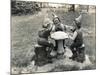 Gnomes Sitting around a Mushroom-null-Mounted Photographic Print