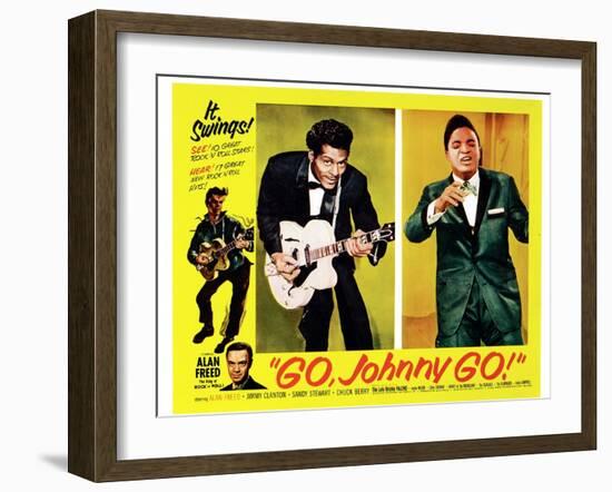 Go, Johnny, Go!, Bottom Left: Alan Freed, 2nd Left: Chuck Berry, Jackie Wilson, 1959-null-Framed Art Print