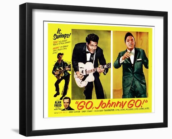 Go, Johnny, Go!, Bottom Left: Alan Freed, 2nd Left: Chuck Berry, Jackie Wilson, 1959-null-Framed Art Print