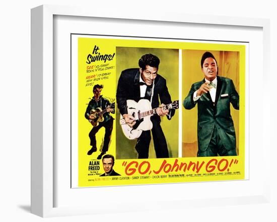 Go, Johnny, Go!, Bottom Left: Alan Freed, 2nd Left: Chuck Berry, Jackie Wilson, 1959-null-Framed Art Print