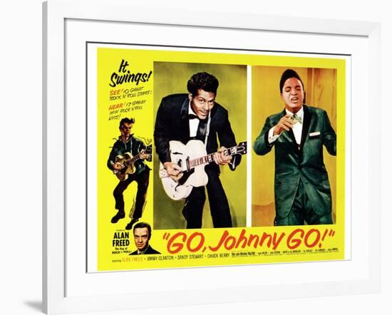 Go, Johnny, Go!, Bottom Left: Alan Freed, 2nd Left: Chuck Berry, Jackie Wilson, 1959-null-Framed Art Print