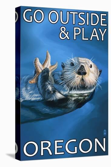 Go Outside and Play - Oregon Sea Otter-Lantern Press-Stretched Canvas