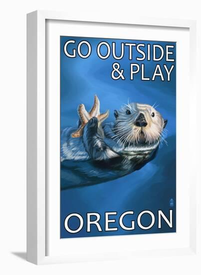 Go Outside and Play - Oregon Sea Otter-Lantern Press-Framed Art Print