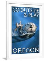 Go Outside and Play - Oregon Sea Otter-Lantern Press-Framed Art Print