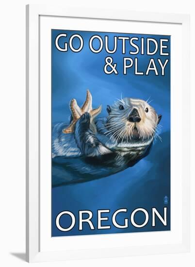 Go Outside and Play - Oregon Sea Otter-Lantern Press-Framed Art Print