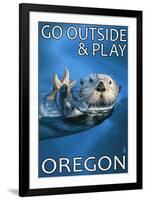 Go Outside and Play - Oregon Sea Otter-Lantern Press-Framed Art Print