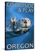 Go Outside and Play - Oregon Sea Otter-Lantern Press-Stretched Canvas