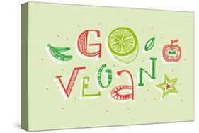 Go Vegan Hand Lettering Illustration-CPDLab-Stretched Canvas