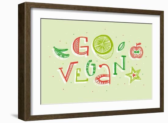 Go Vegan Hand Lettering Illustration-CPDLab-Framed Art Print