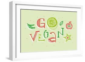 Go Vegan Hand Lettering Illustration-CPDLab-Framed Art Print