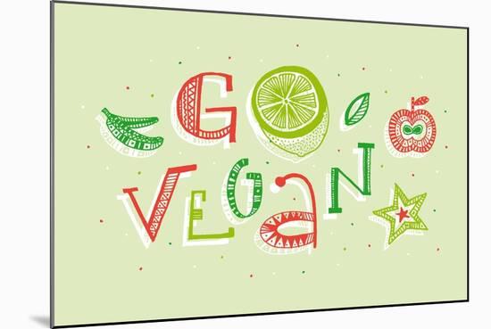 Go Vegan Hand Lettering Illustration-CPDLab-Mounted Art Print