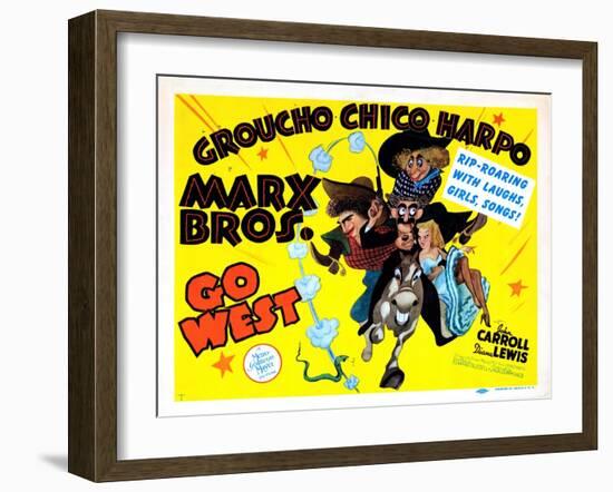 Go West, Chico Marx, Groucho Marx, Harpo Marx [The Marx Brothers], 1940-null-Framed Art Print