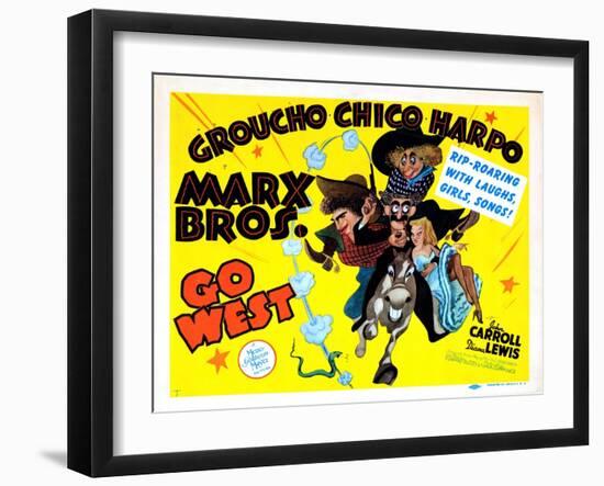 Go West, Chico Marx, Groucho Marx, Harpo Marx [The Marx Brothers], 1940-null-Framed Art Print