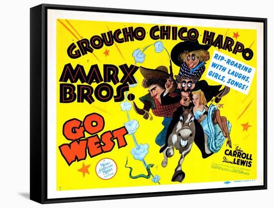 Go West, Chico Marx, Groucho Marx, Harpo Marx [The Marx Brothers], 1940-null-Framed Stretched Canvas