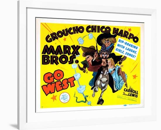 Go West, Chico Marx, Groucho Marx, Harpo Marx [The Marx Brothers], 1940-null-Framed Art Print