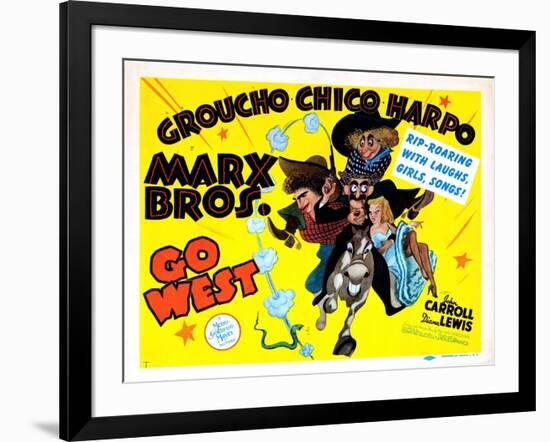 Go West, Chico Marx, Groucho Marx, Harpo Marx [The Marx Brothers], 1940-null-Framed Art Print