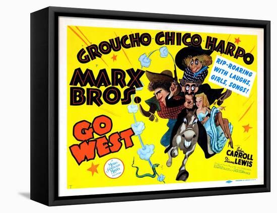 Go West, Chico Marx, Groucho Marx, Harpo Marx [The Marx Brothers], 1940-null-Framed Stretched Canvas